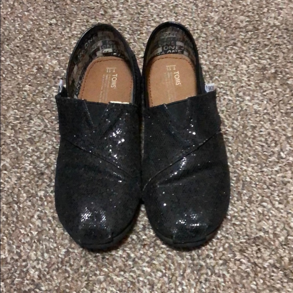 Kids black glitter Toms